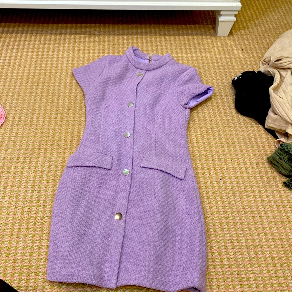 Purple tweed mini dress